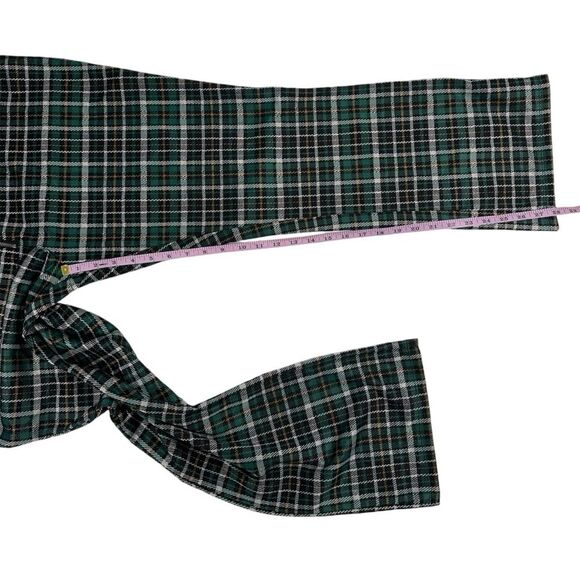 BP Women's 1X NWOT Pants Green Julia Plaid Flare O-Ring Zip High Rise - Picture 11 of 14